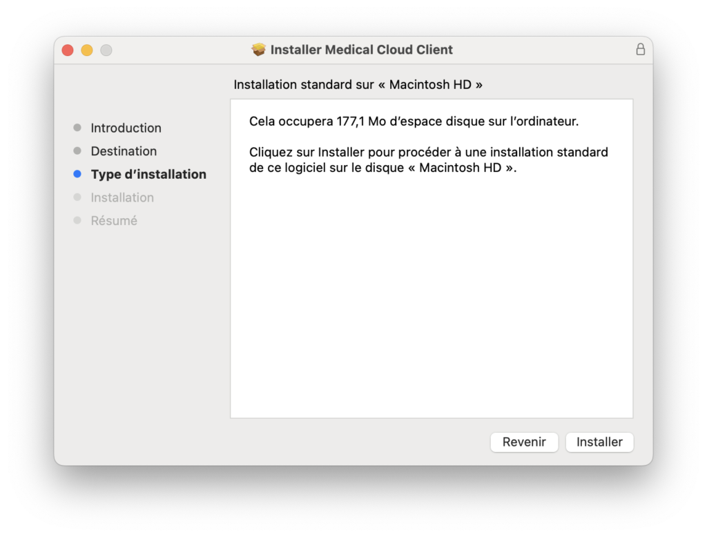 Installation client macOS Medical Cloud